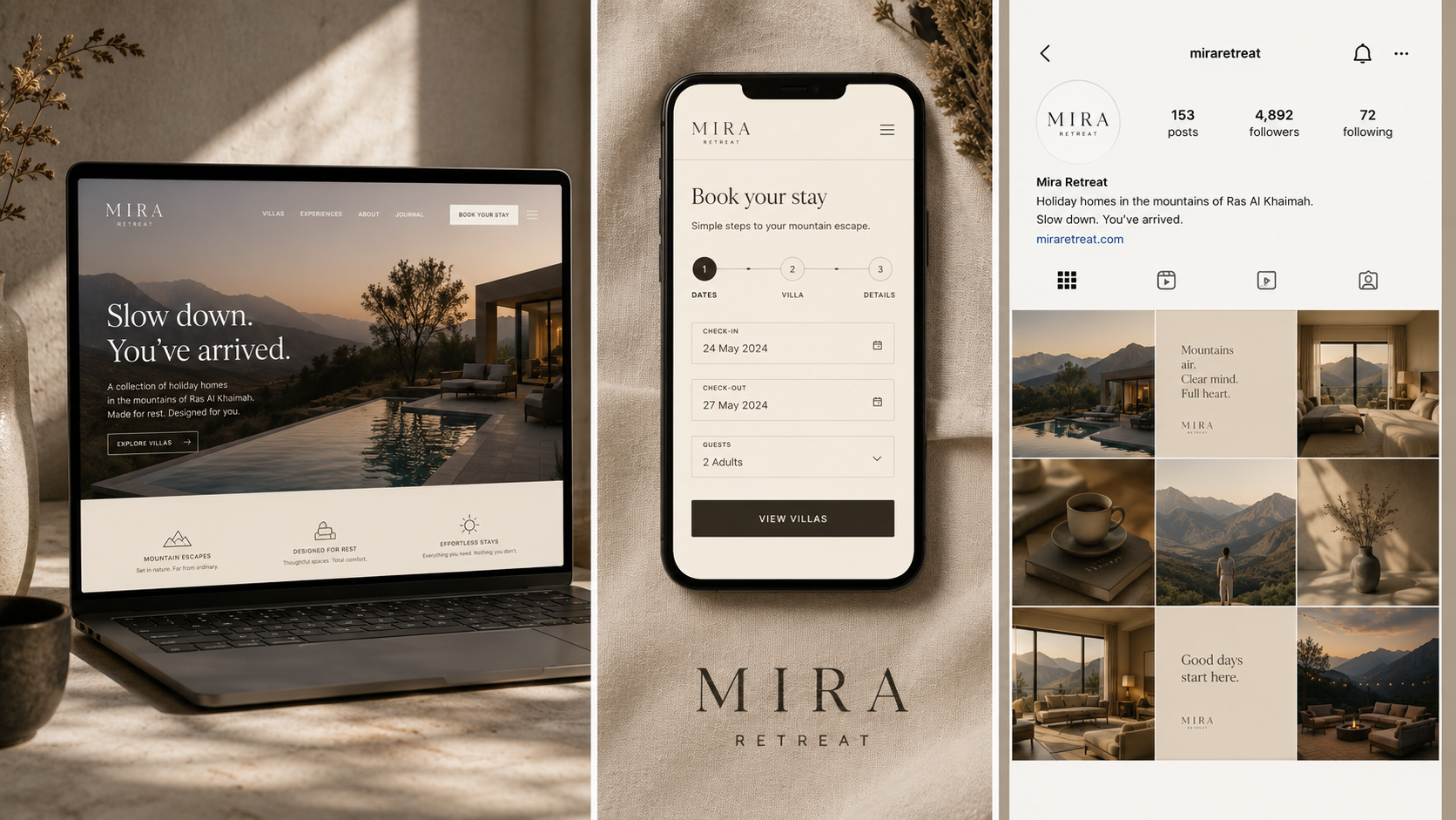 Mira Retreat — Photography, Web Design, Social Content